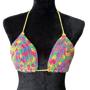 Creaciones Cayana Handmade Crochet Bikini Top Multicolor Size S